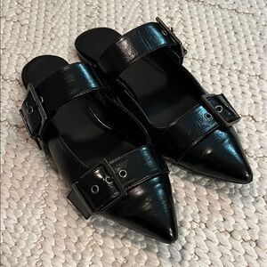 Black Buckle Strap Women's Shoes